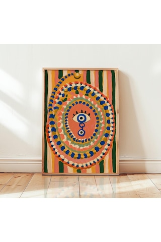 Nazar Boncuğu Duvar Sanatı Boho Sürrealist Göz Posteri Renkli Ezoterik Ev Dekorasyonu
