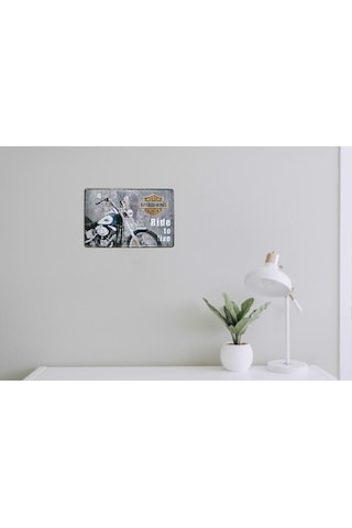 Cajuart Ride To Live Motosiklet 20X30 Cm Metal Plaka Metal Tablo
