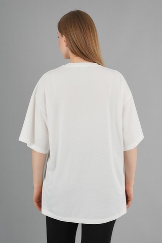Alexandergardi Geniş Kalıp Bisiklet Yaka Baskılı Kısa Kollu T-shirt Beyaz