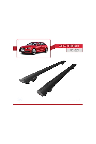 Audi A3 Sportback 2012-2020 Arası İle Uyumlu Hook Model Anahtar Kilitli Ara Atkı Tavan Barı Siyah