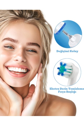 4 Adet Standard Cleaning Type Eb-17x Oral-b Şarjlı Ve Pilli Diş Fırçası Uyumlu Yedek Başlık Tek Ebat
