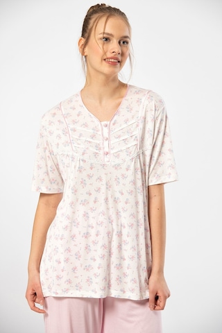 Türen 3369 Kadın Büyük Beden Kısa Kollu Pijama Takım-pembe Pembe