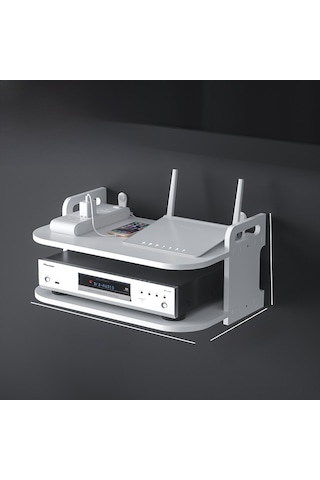 Teltree Duvar Montlu, Delme Yok, Bohça Üstlü, Projeksiyon Cihazı, Router, Set Top Box Depolama Kutusu - Oturma Odası Dolapı