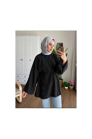 Unika Boutique Balon Kol Astarlı Tunik Siyah