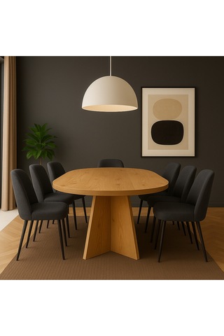 Kanatlı 180x90x75 Kalın Kenar 36mm Yemek Masası Mutfak Masası Çok Amaçlı Masa Sadece Masa Safir Meşe