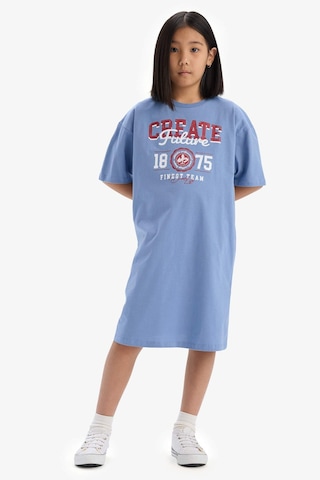 DeFacto Kız Çocuk Oversize Geniş Kalıp Bisiklet Yaka Baskılı Kısa Kollu Yazlık Elbise E5805A825HSBE418