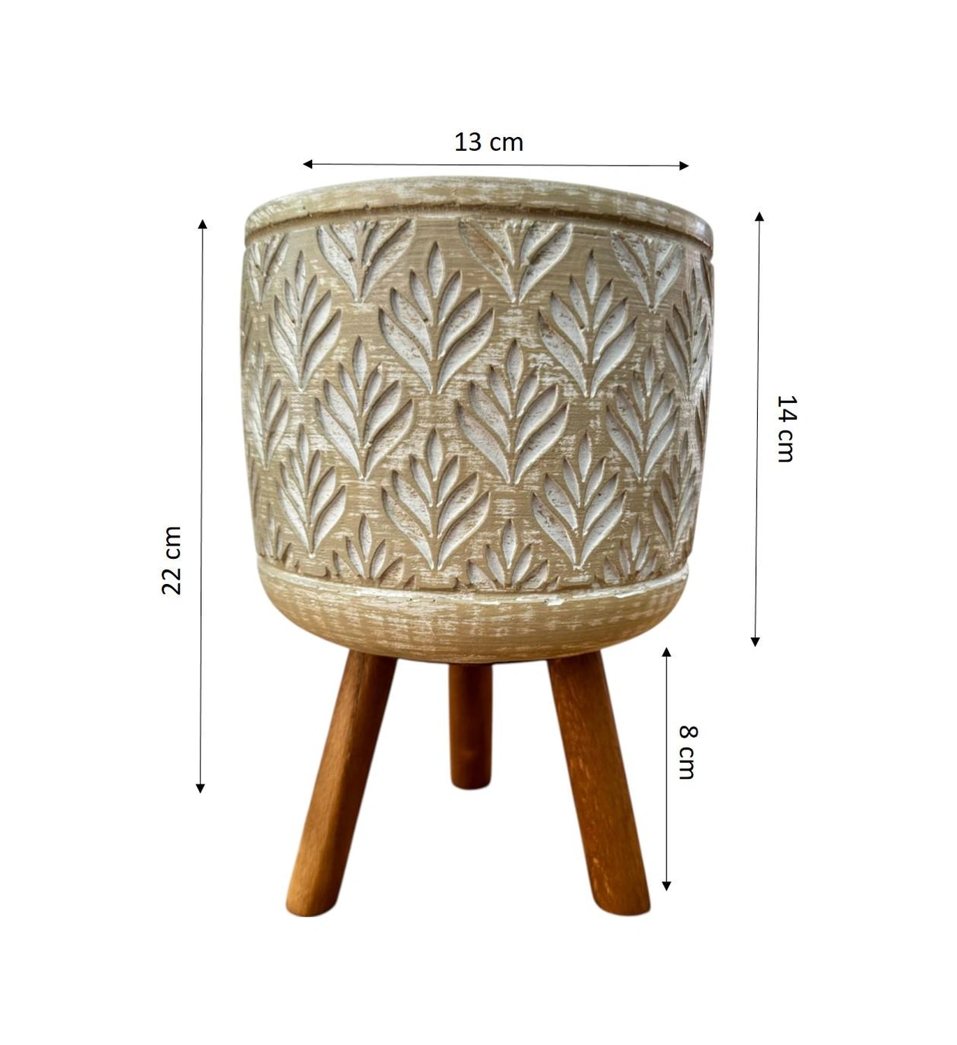 Bitki Tasarımı Ev Dekorasyon Bej Lotus Ayaklı Beton Saksı Çiçeklik Saksılık