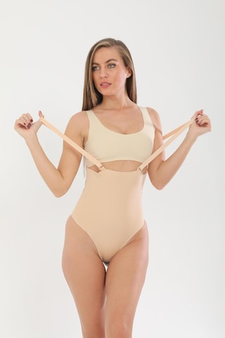 Fit Women Lazer Kesim Askılı Slip Korse Ten