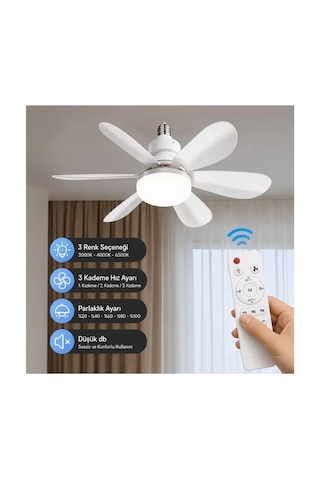 Ed-son 50w 6 Pervaneli Led Ampul Kumandalı 3 Işık Rengi 6500k-4000k-3000k