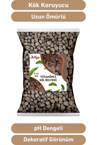 Bykurt 8-16mm Vitaminli Kil Bilyesi 1l Yüksek Su Tutma Drenaj Ve Köklendirme İçin İdeal 1 Litre