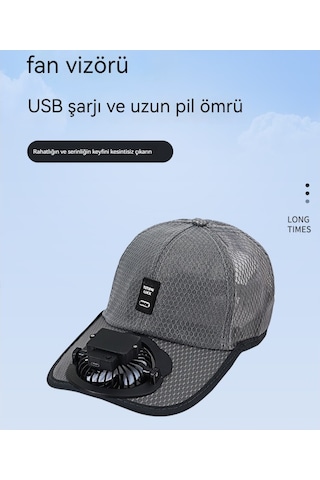 Erkekler İçin Havadar Yazlık Güneşten Koruyucu Şapka, Serin Tutan Fanlı Tasarım Kahverengi