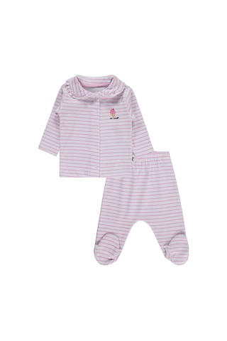 Civil Baby Çizgi Empirme 1-9 Ay Pijama Takımı - Beyaz