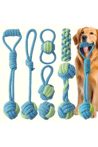 Valkyrie 7 Parça Köpek Halat Oyuncak Seti Isırma Çekiştirme Eğitim Toplu İp Oyuncağı