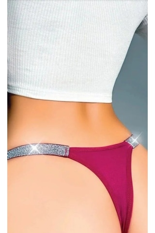Hotflirt Nl 9146 Kenarı Simli String Bordo