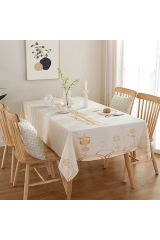 Golden Laurel Ramazan Ayına Özel, Leke Tutmaz, Dertsiz Masa Örtüsü 150x220 - V5 Bej Bej