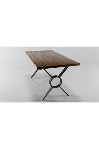 Ortası Yuvarlak X Model Metal Ayak Seti Siyah Metal Masa Ayağı