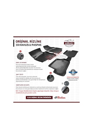 Rizline Audi A3 2003-2012 3D Havuzlu Paspas+KOKU HEDİYELİ