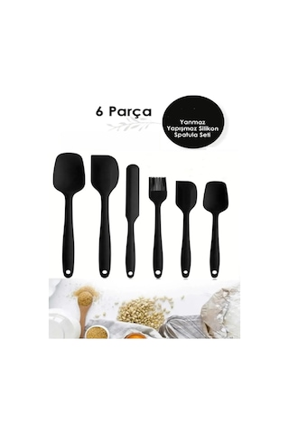 ReisHome 6'lı Silikon Yanmaz Spatula Seti Yapışmaz Spatula, Fırça Ve Pasta Sıvama Bıçağı Seti