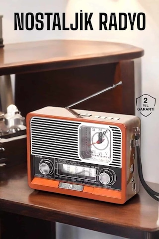 Ahşap Görünümlü Retro Bluetooth Radyo Usb,aux Ve Sd Kart Girişli - Lisinya