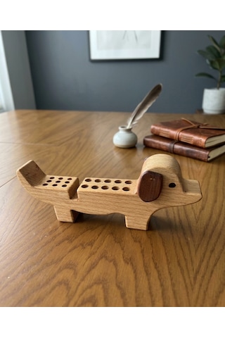 Ahşap Köpek Kalemlik Organizer