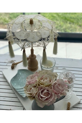 Masaüstü Dantelli Dekoratif Sunum Bali Şemsiyesi