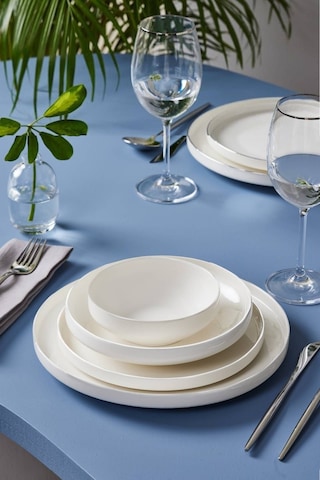 Karaca Stream Bone Saturn 24 Parça 6 Kişilik Yemek Takımı Beyaz