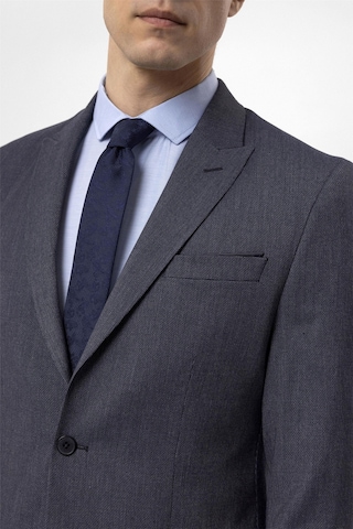 Lacivert Slim Fit Armürlü Sivri Yaka 6 Drop Klasik Takım Elbise-35496 Lacivert