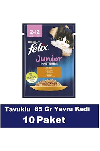 Purina Felix Junior Tavuk Etli Yavru Kedi Maması 10 x 85 G