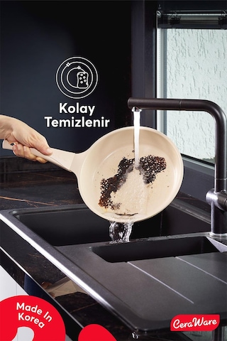 Ceraware Vetta 10 Parça Seramik Yapışmaz Tencere Tava Seti Bej