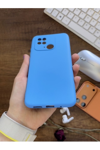 Redmi 10c / Poco C40 Uyumlu Kamera Korumalı Darbeye Dayanıklı Renk Atmayan Fab Silikon Kılıf Mavi