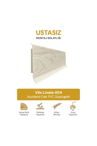 Vilo Linela 404 Auckland Oak Pvc Süpürgelik 2m Usta Gerektirmeyen Montaj - Suya Ve Neme Dayanıklı