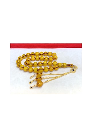 Sarı Küre Model Osmanlı Benzetme Sıkma Kehribar Tesbih