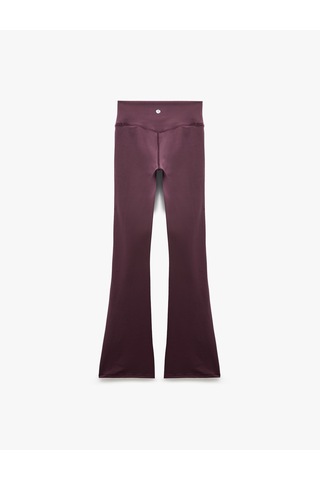 Koton Yüksek Bel Slim Fit Dikiş Detaylı Spor İspanyol Paça Tayt Mor 7wak40230nk