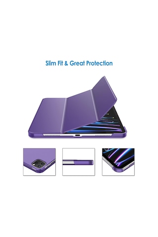 Apple Uyumlu iPad Pro 4. Nesil M2 2022 11 Inç Tablet Flip Smart Standlı Akıllı Kılıf Smart Cover Kılıf