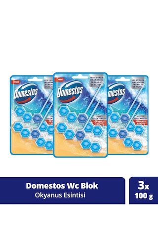 Domestos 5'li Güç Tuvalet Bloğu Okyanus Ferahlığı 3 x 100 G