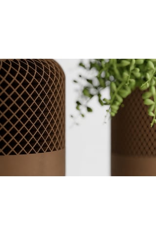 3d Baskı Modern File Desenli Dekoratif Saksı - Minimal Çiçek Saksısı, Ev Ve Ofis Bitki Saksısı-kahverengi