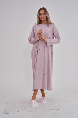 Mecit 6152 Lila Kadın %100 Pamuk Büyük Beden Gecelik Lila