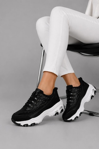 Ht Hotin Paradox Kadın Günlük Rahat Bağcıklı Detaylı Sneaker Spor Ayakkabı - Siyah