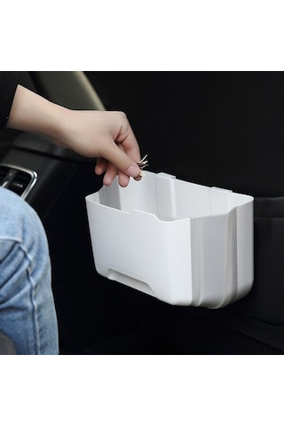 Ezere Portatif Katlanabilir Askılı Sihirli Ev Araç Çöp Kutusu R- Beyaz