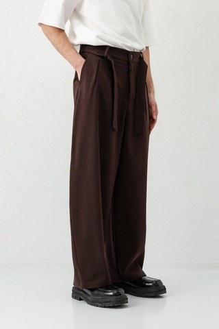 Vamos Barrel Fit Tailored Fit Kemerli Pantolon Kahve