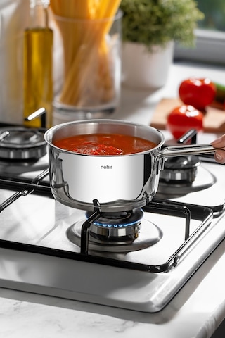 Nehir Silver Çelik 12 Cm Kapaksız Sosluk Tek Kulplu 18/10 Gri