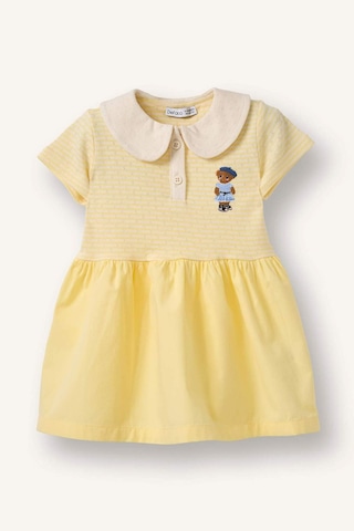Defacto Ayıcılıklı Ayıcıklı Elbise Kız Bebek H3252A526SM Sarı