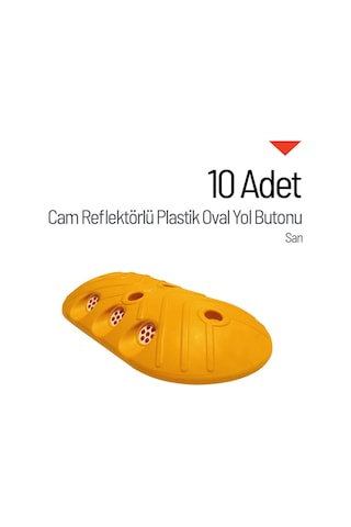10'lu Cam Reflektörlü Plastik Oval Yol Butonu Seti-3687