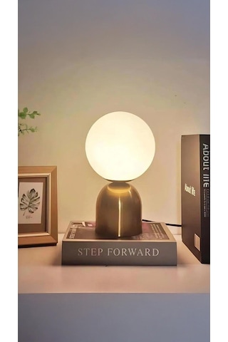 Modern Tasarım Venüs Abajur Beyaz Glop Camlı Kablolu Tak Çalıştır Masa Lambası Eskitme Gold Sarı 3 Gold