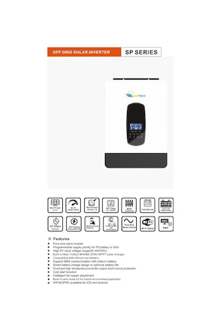 Uretech 4.2KVA 3.8kW 3800 W 4.2kw 24Vdc-220Vac Tam Sinüs Akıllı H.V. 100A Mppt İnverter