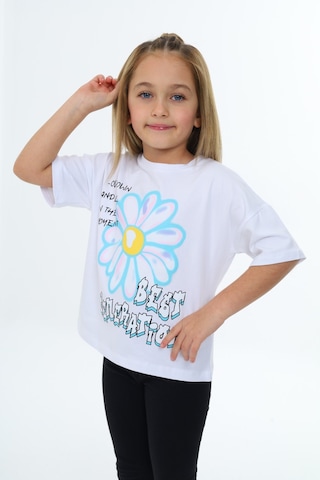 Toontoy Kids Toontoy Kız Çocuk Baskılı Tişört Beyaz