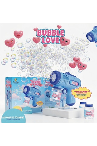 Otomatik Baloncuk Makinesi Pilli Köpük Tabancası - 2026 Model Sızdırmaz Tasarım Bubble Gun - Çocuk Doğum Günü Hediyesi Mavi 01