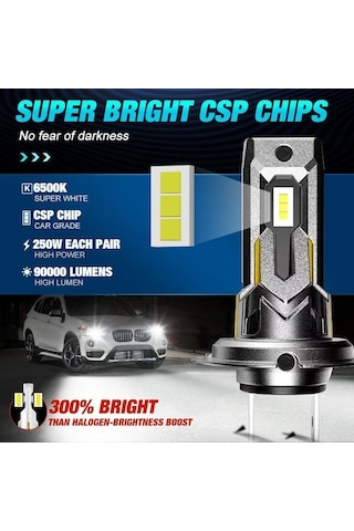 Geeksen Grafen T7s Direk Takma Tam Uyum Otomobil Led Farı H7 Siyah Fonksiyonel Lamba H7 Kısa