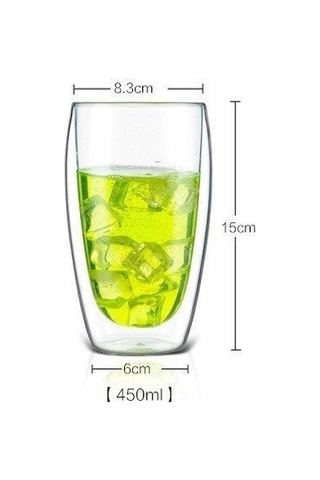 450 Ml Çift Camlı Bardak Çift Cidarlı Cam Bardak Şeffaf