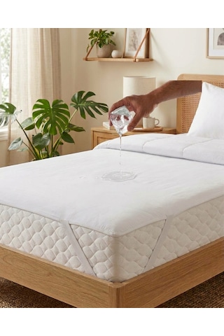 F. Acar Home Sıvı Geçirmez Tek Ve Çift Kişilik Lastikli Alez Beyaz